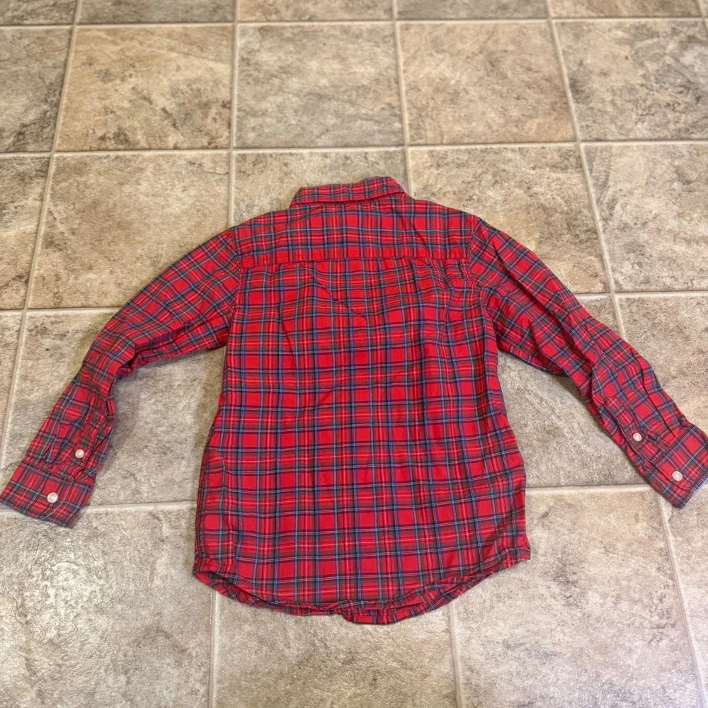Carter's Kids Red Plaid Long Sleeve Button Down Shirt 5T Holiday Classic